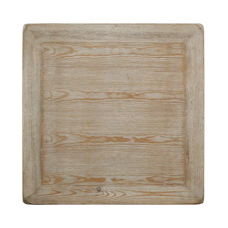 Peking Square Side Table w/Drawer, 27Inch Tall, White Wash