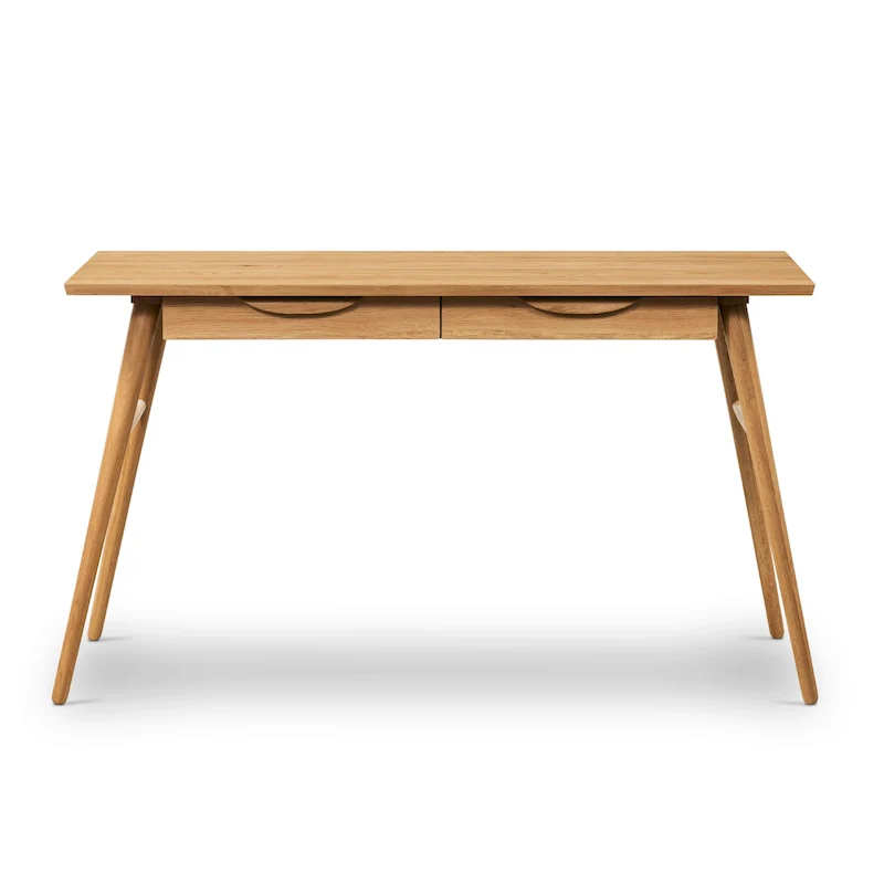 Poly & Bark Etta Office Desk - Solid Wood with Two Softclose Drawers