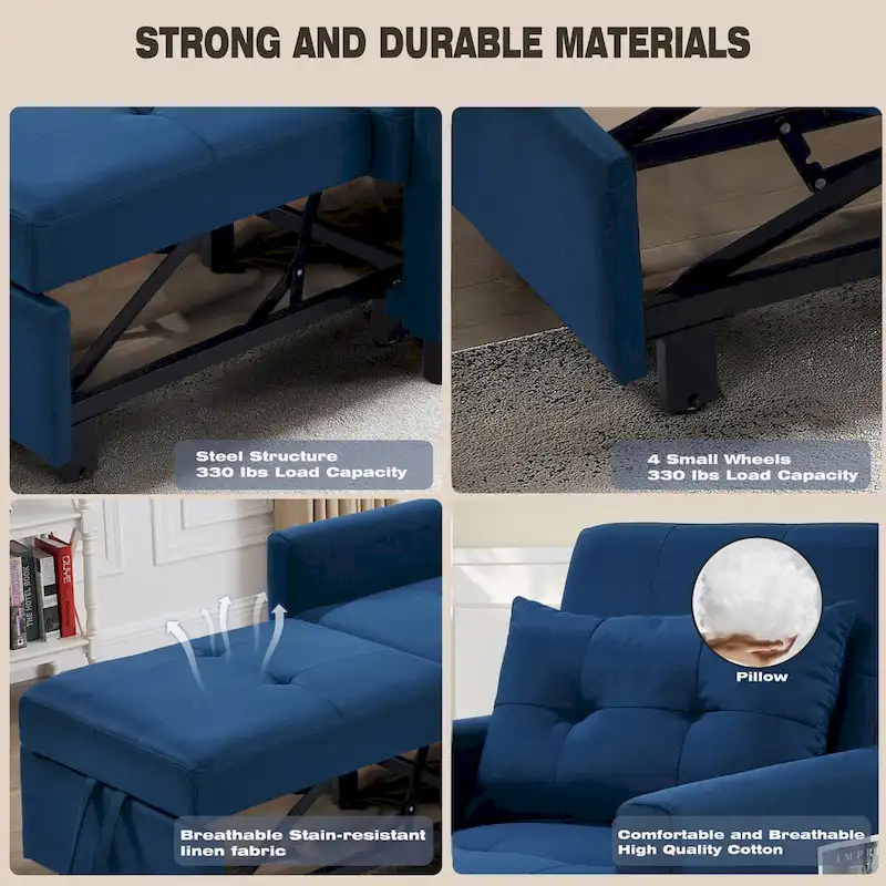 Single Sofa Bed with Pullout Sleeper with 1pc Lumbar pillow