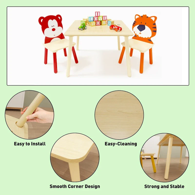3 Pieces Toddler Table and Chair Set