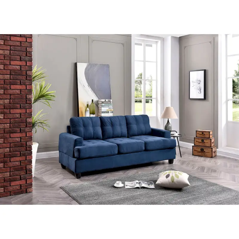 Sandridge 79 in. W Flared Arm Microfiber Straight Sofa - 34L x 79W x 36H