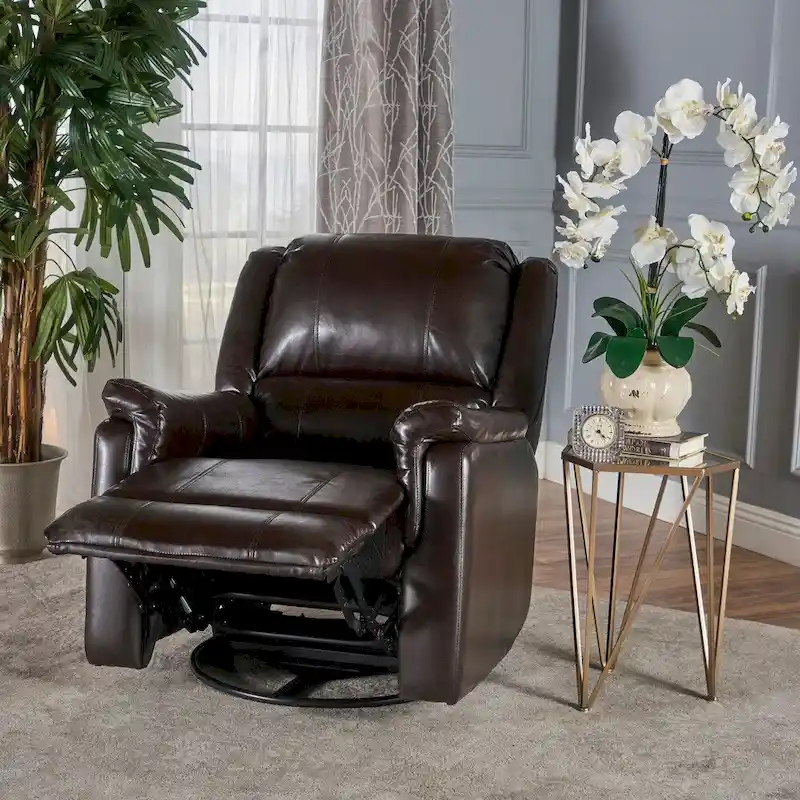 Jennette Faux Leather Swivel Gliding Recliner by Christopher Knight Home