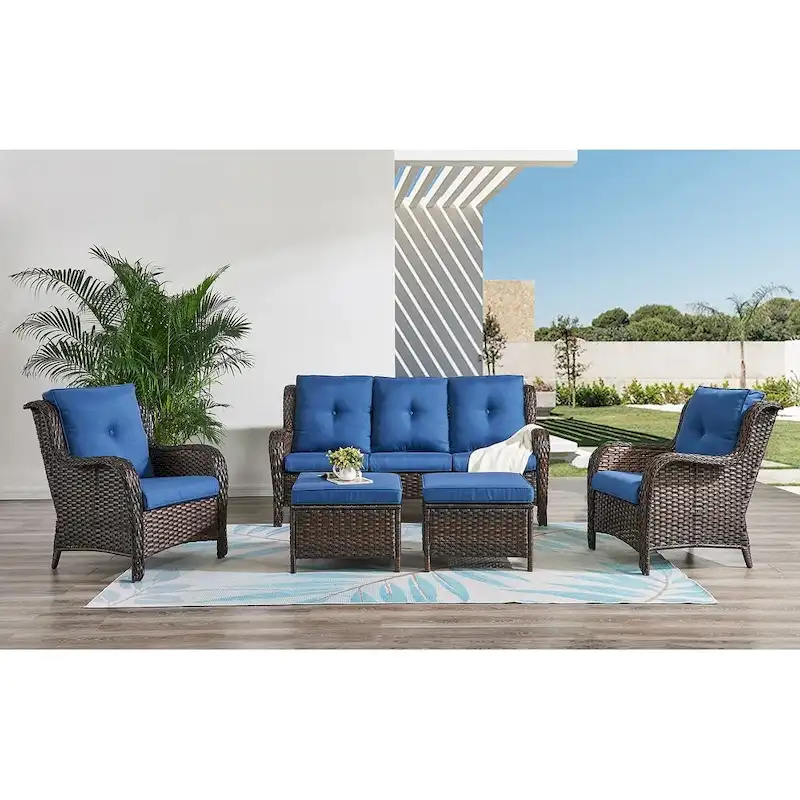 Pocassy 5-Piece Patio Furniture Set with Ottomans