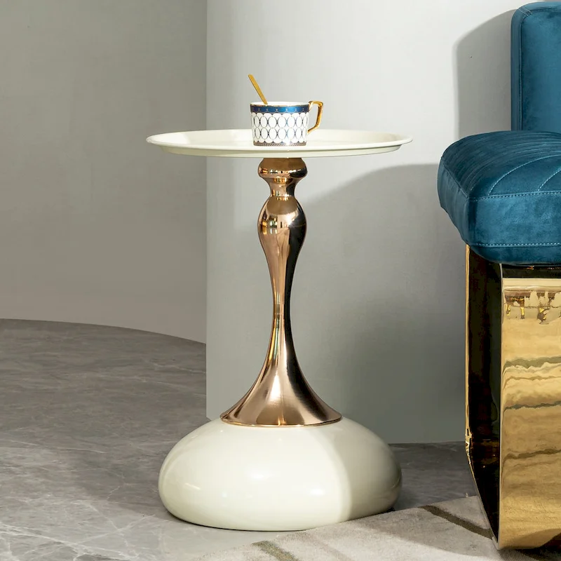 14.96 Gold Finish Carbon Steel Side Table, Modern Design