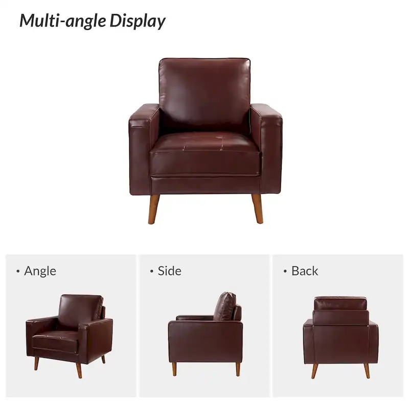 Elizabeth Mid-century Genuine Leather Arm Chair by HULALA HOME