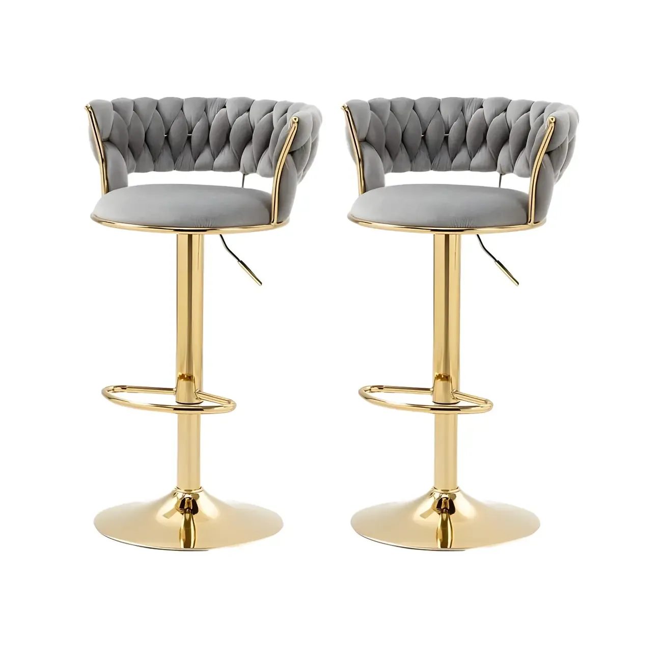 Gold Base Low Back Adjustable Swivel Bar Stool