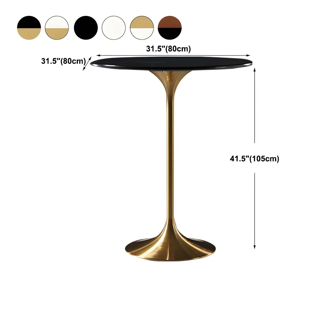 Glam Round Tall Bistro Table Pedestal Base Bar Table