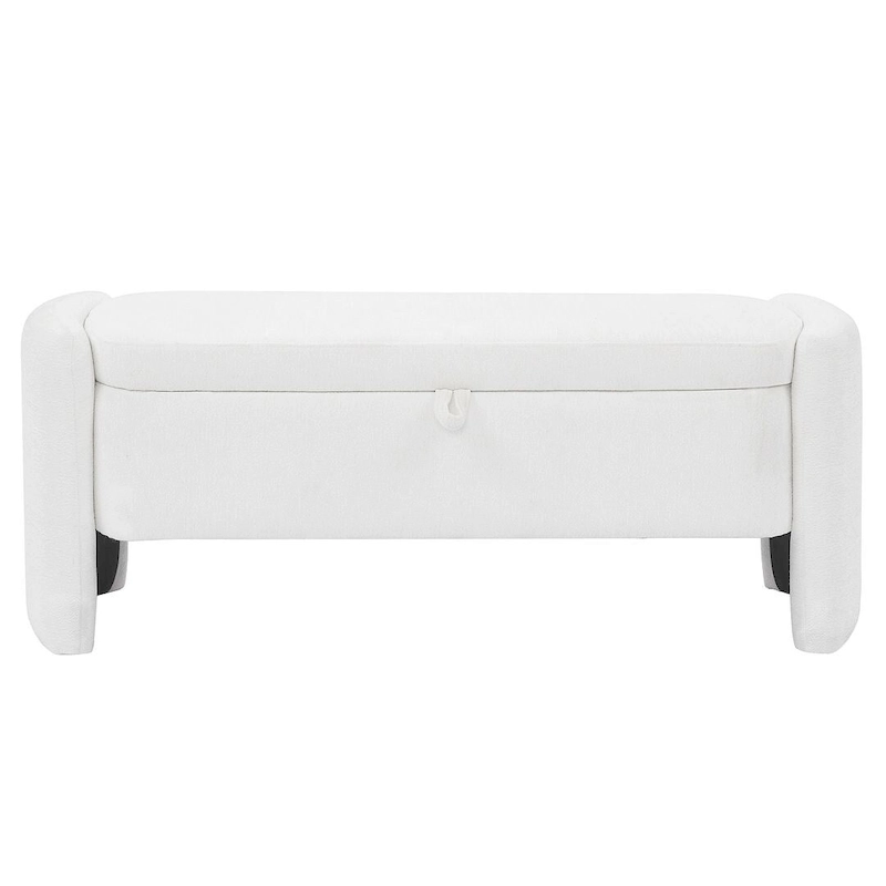 47.24  Chenille Fabric Oval Ottoman Storage Bench