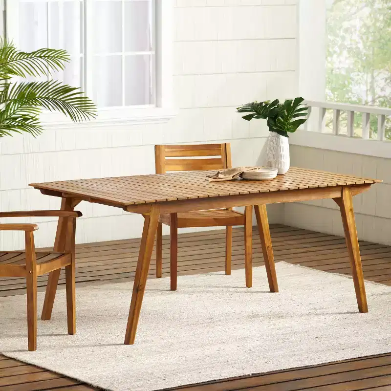 GDFStudio Darrow Outdoor Rustic Acacia Wood Dining Table, Teak