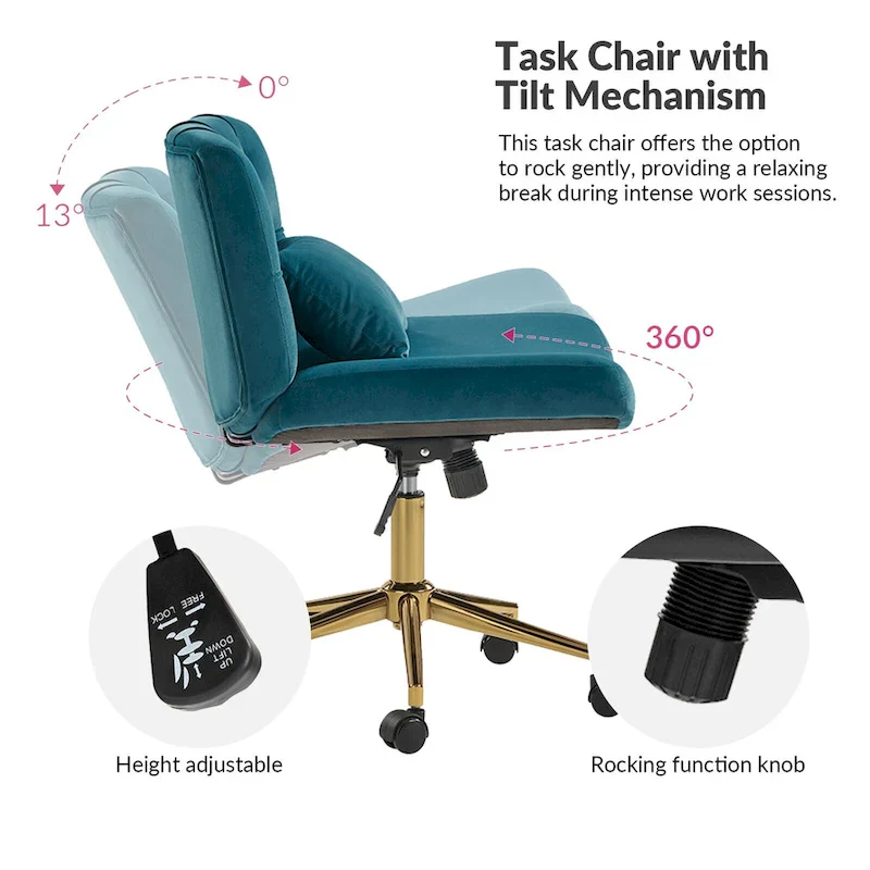 Ollie Modern Flannel Swivel Tilting Office Chair with Pillow by HULALA HOME