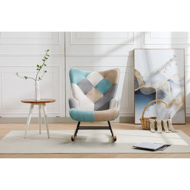 Modern Patchwork Accent Chair for Living Room Bedroom Studio