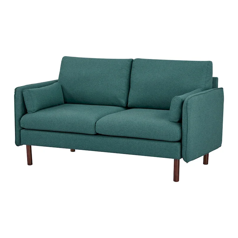 Yucca Modern Loveseat Sofa, Polyester / Vegan Leather Settee Couch - Includes 2 Pillows
