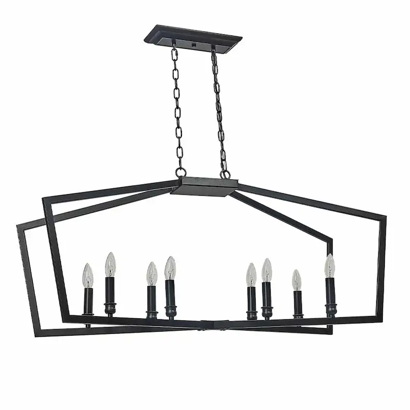 42  Black 8 Light Linear Island Pendant
