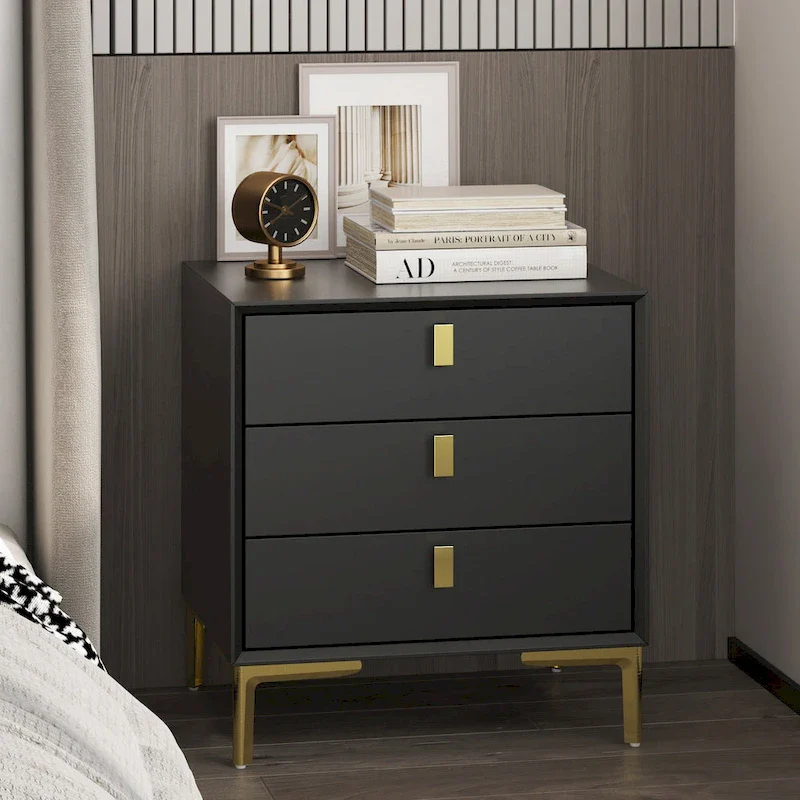 3-Drawer Bedside Nightstand with Open Cubby