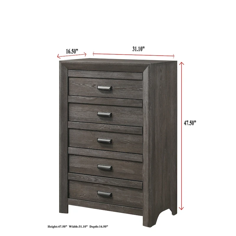 Essa 6 Piece Brown Classic Panel Bedroom Set