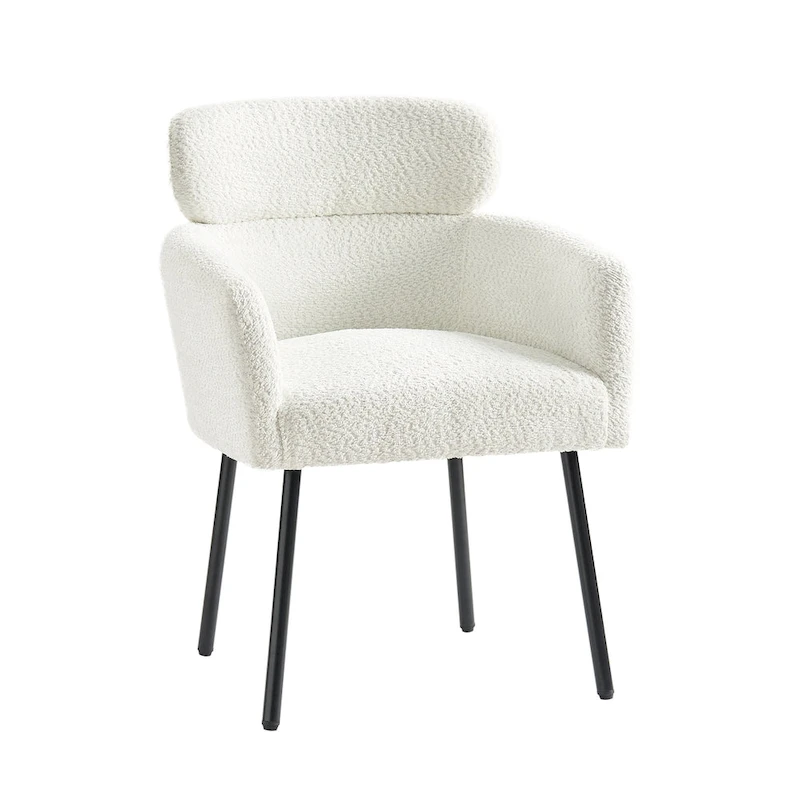 Amos Modern Boucle Dining Chair with Adjustment Feet by HULALA HOME