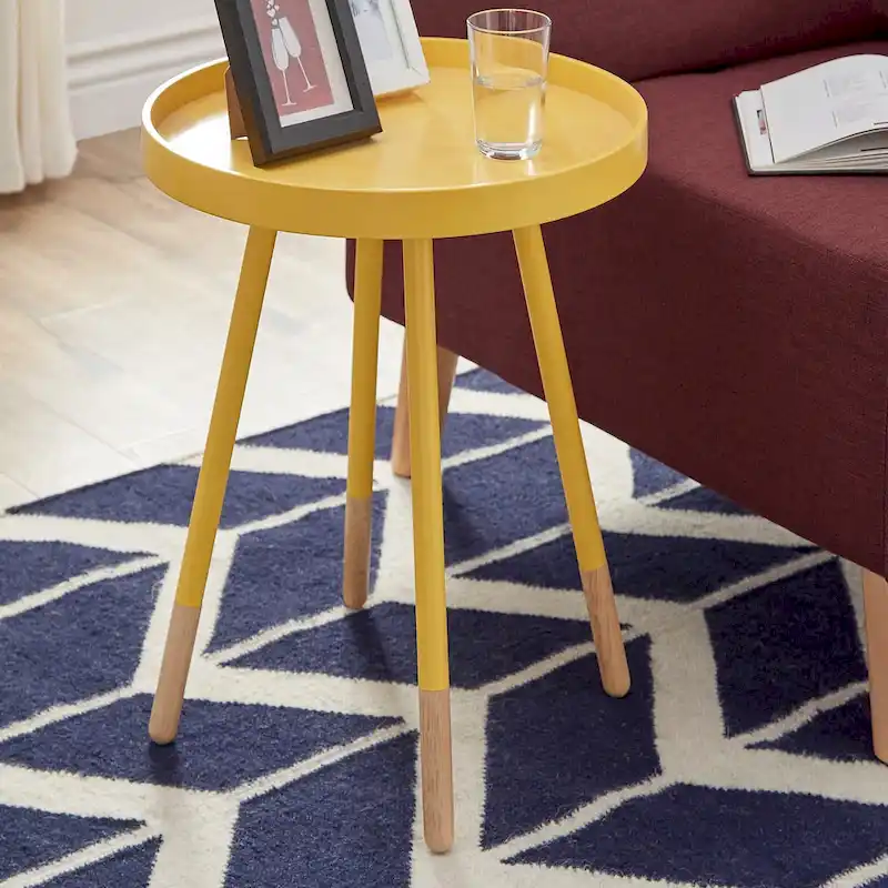 Paint-Dipped Round Tray-Top Side Table