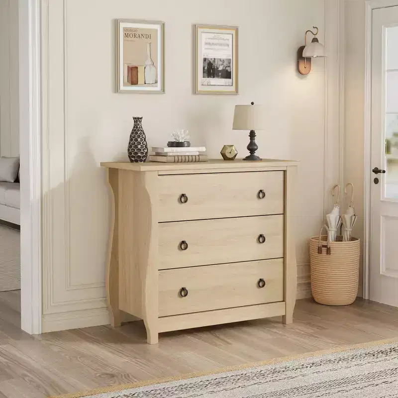 Vintage White French-Style Vertical 3-Drawer Fits Multi-Scenes Like Bedrooms, Hallways & Entryways