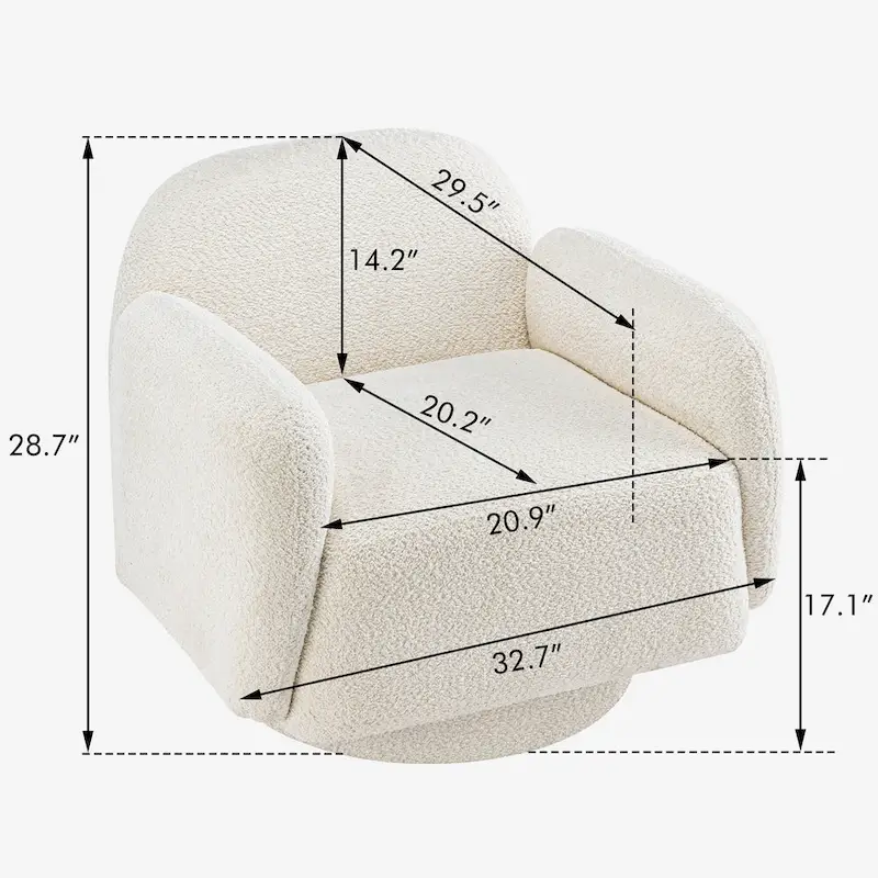 Boucle Upholstered Swivel Accent Barrel Chair with Armrest, Set of 1