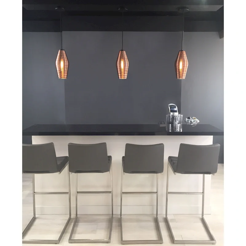 AFX Mila 1-light Black Pendant, Copper Glass Shade