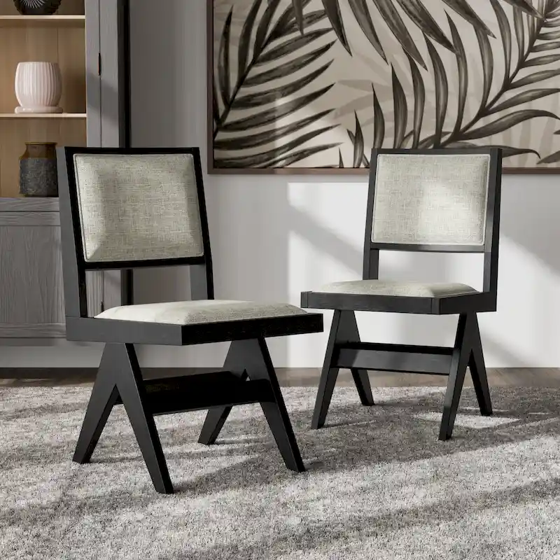 Furniture of America Evrena Modern Black Padded Fabric Dining Chairs (Set of 2)