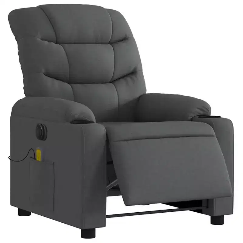 Dark Gray Fabric Electric Massage Recliner Chair, 1-Seat