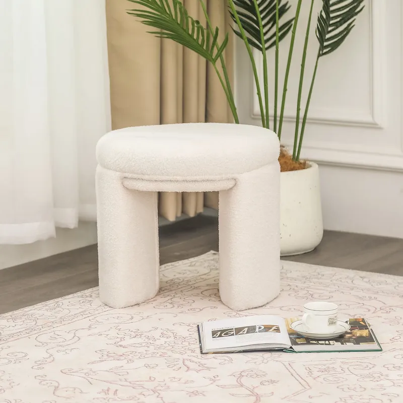 Adeco Ottoman Small Teddy Low Foot Stool Vanity Stool