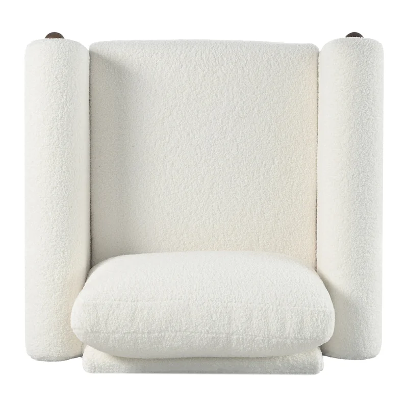 White 33.5 Upholstered Accent Chair with Walnut Legs