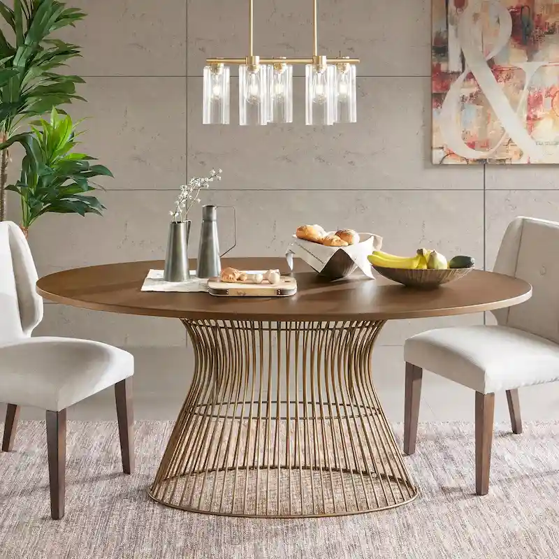 Bronze / Black Oval Dining Table, Mid-Century Modern Style, Seats 6