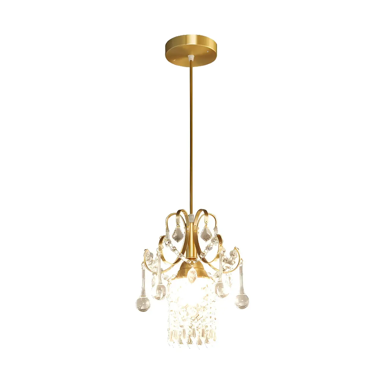 Luxury Gold Crystal Accent Pendant Light