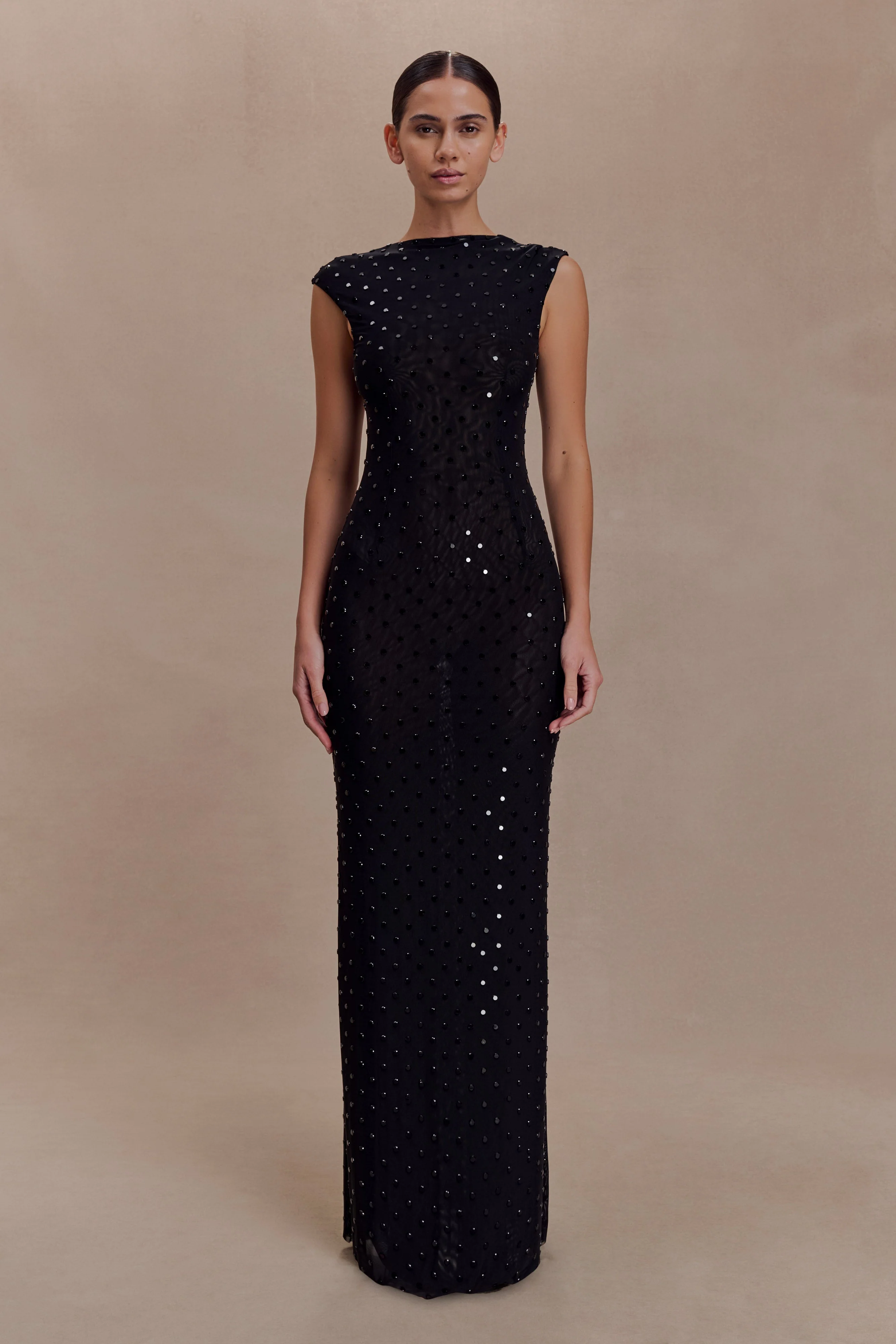 Samara Sleeveless Diamante Maxi Dress - Black