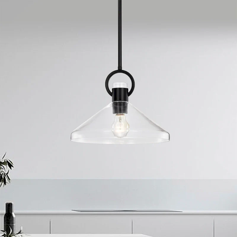Andros Glass Cone Shade 1-Light Downrod Pendant Light