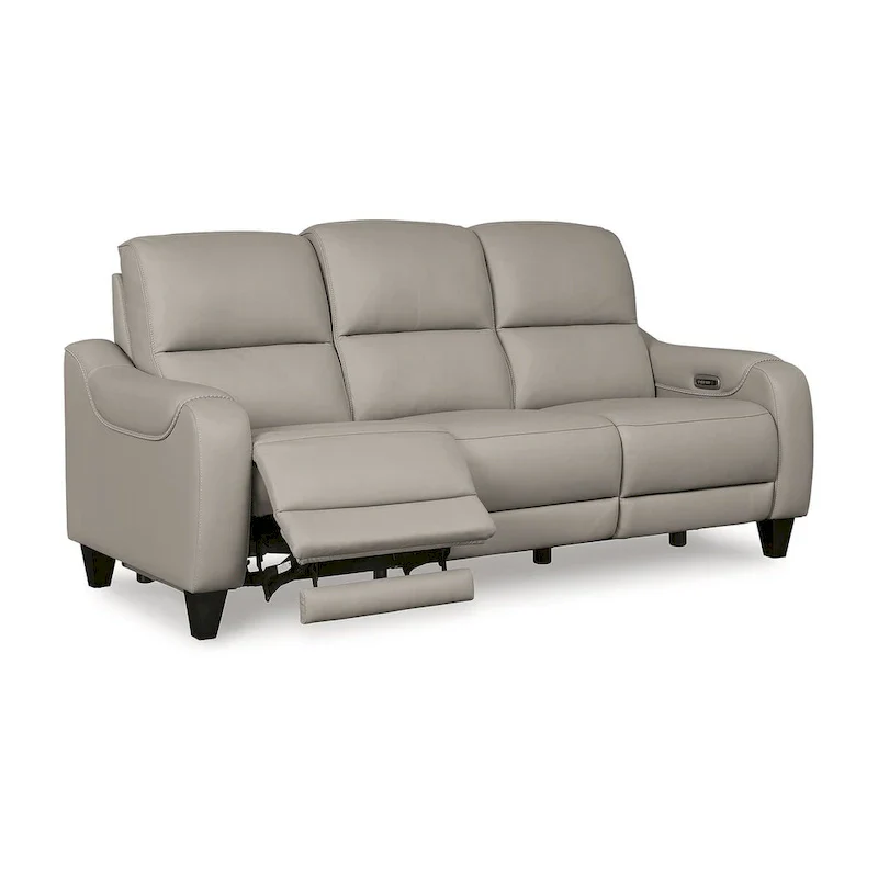 Leather Power Reclining Sofa with Adjustable Headrests and USB Charging