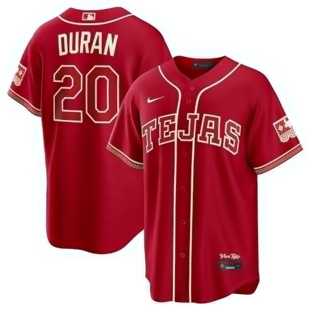 Texas Rangers Ezequiel Duran Red 2026 City Connect Stadium Jersey