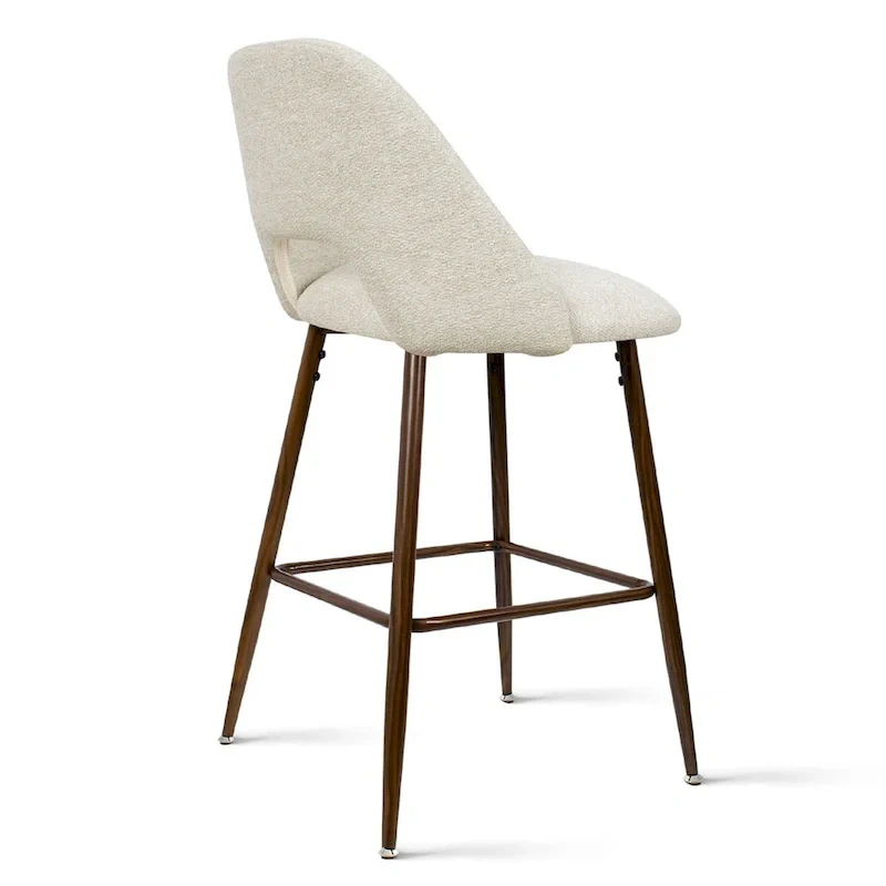 Upholstered Modern Bar Stool Walnut Leg (Set of 2)