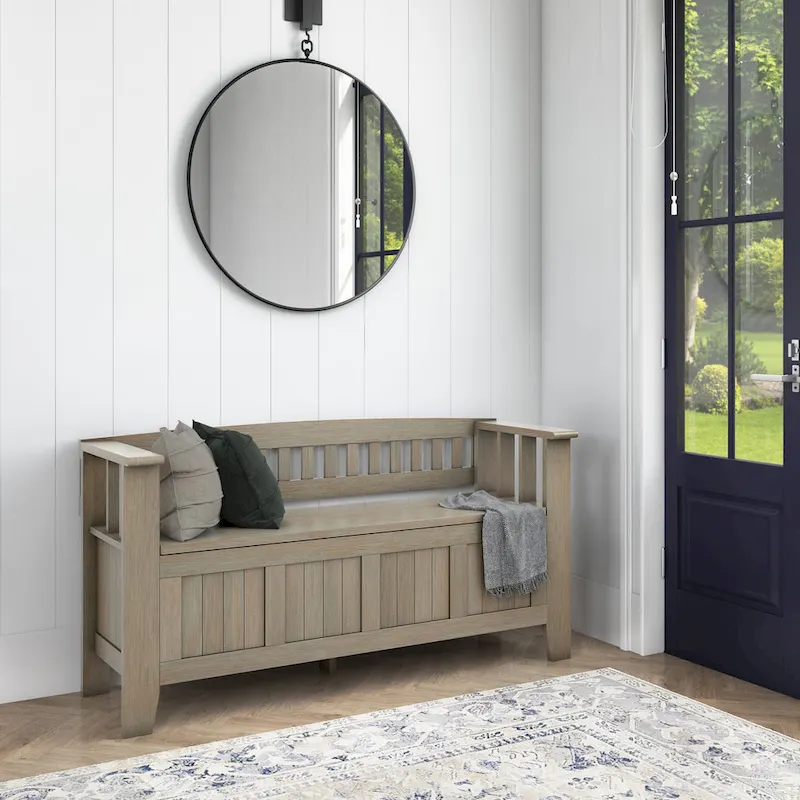48-Inch Solid Wood Entryway Storage Bench