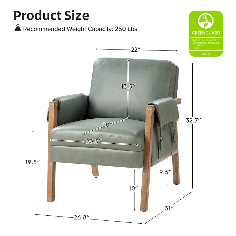 Olivia Farmhouse Faux Leather Accent Chair with Solid Wood Legs Sets of 2 by HULALA HOME