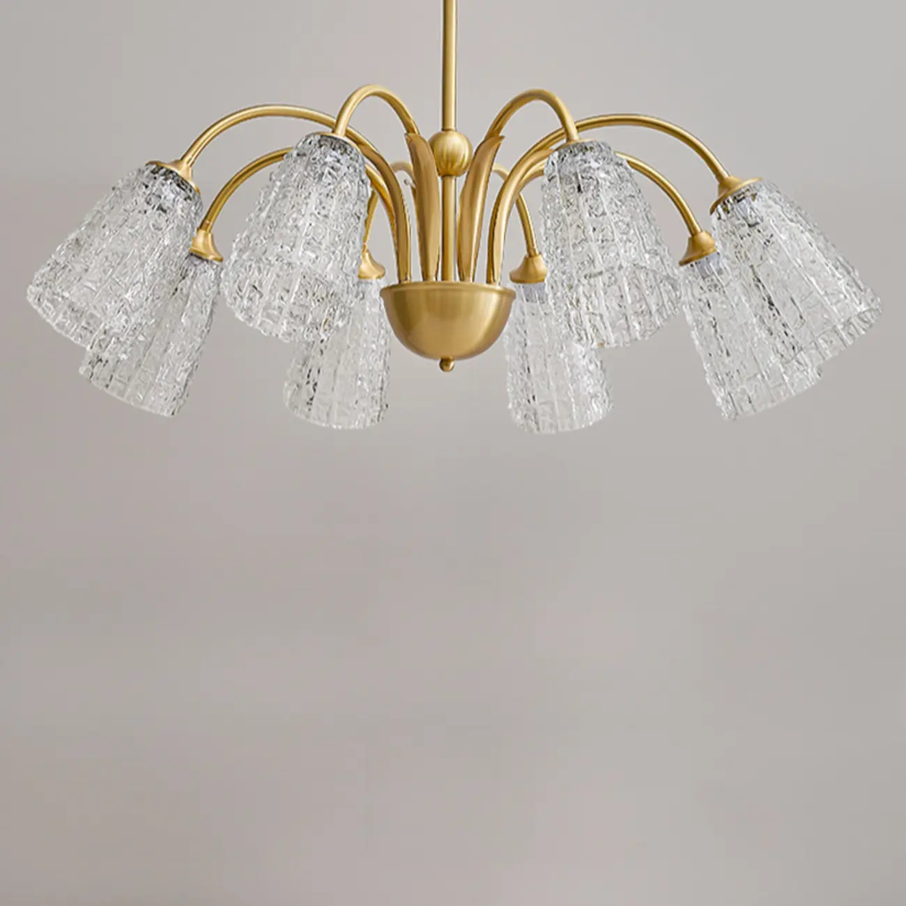 Elegant Gold Downward Crystal Bell Chandelier