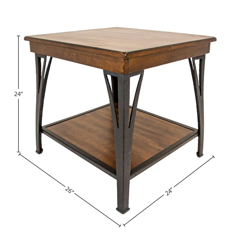 Copper Finish 1-Shelf End Table