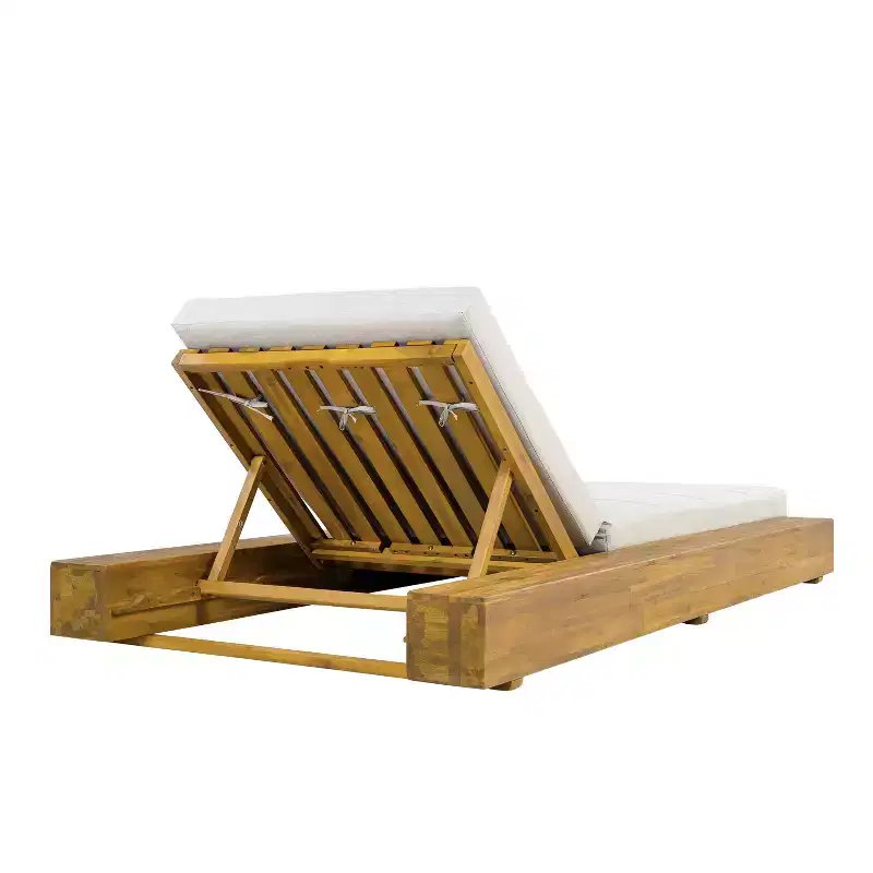 Christopher Knight Home Thomas Patio Acacia Chaise Lounges with Cushion and Adjustable Backrest