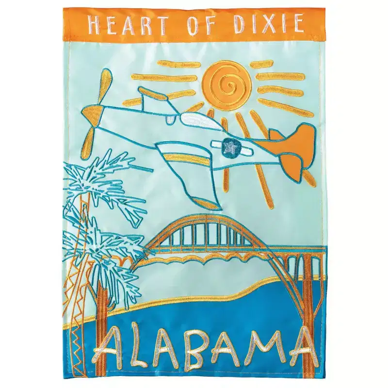 Magnolia Garden Heart of Dixie Alabama Blue Orange 19 x 13 Polyester Small House Flag