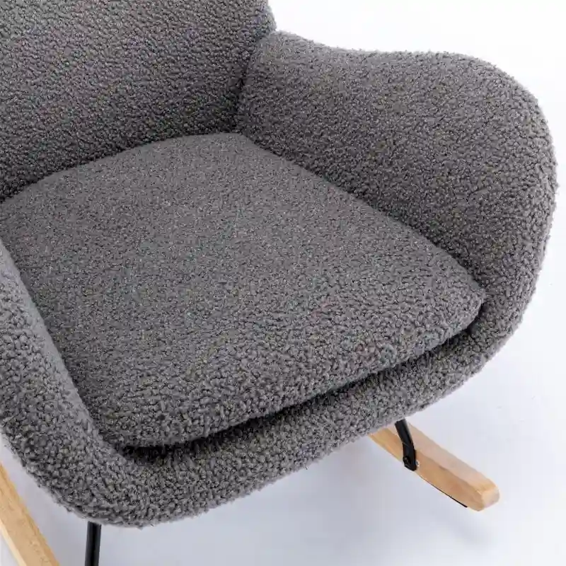 Fabric Padded Seat Rocking Chair With High Backrest And Armrests