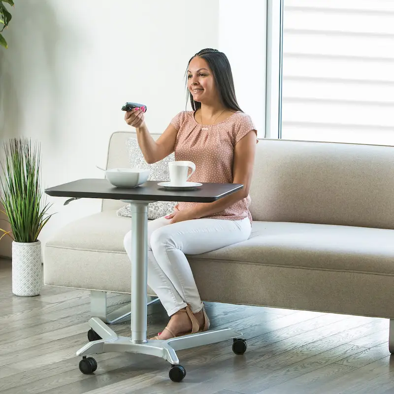 Espresso / White Pneumatic Sit-Stand Mobile Desk, Single User