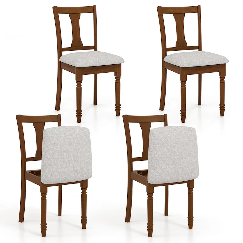 Set of 4 Upholstered Wooden Dining Chairs with Seat Storage