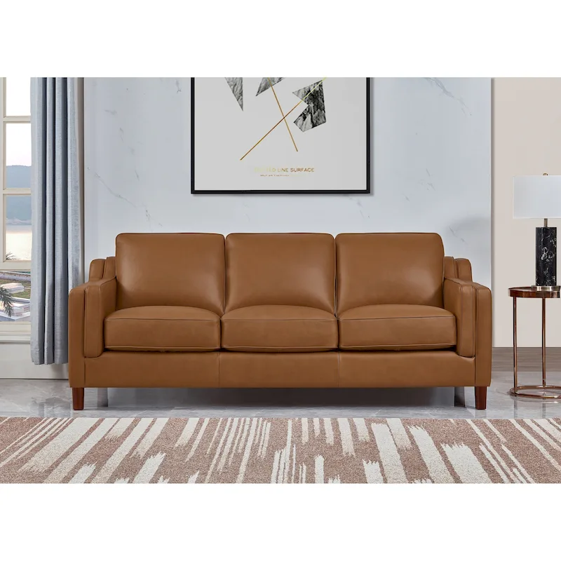 Feather/Memory Foam/Springs Top Grain Leather Sofa