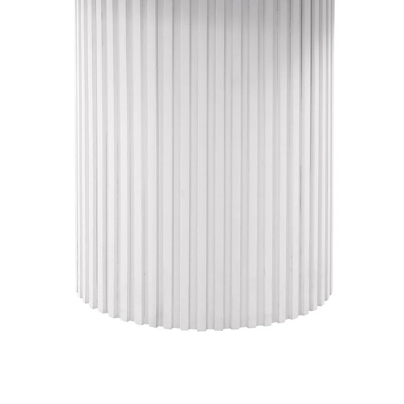 Cade Round Dining Table with Reeded Base, White Sintered Stone 53 Inch