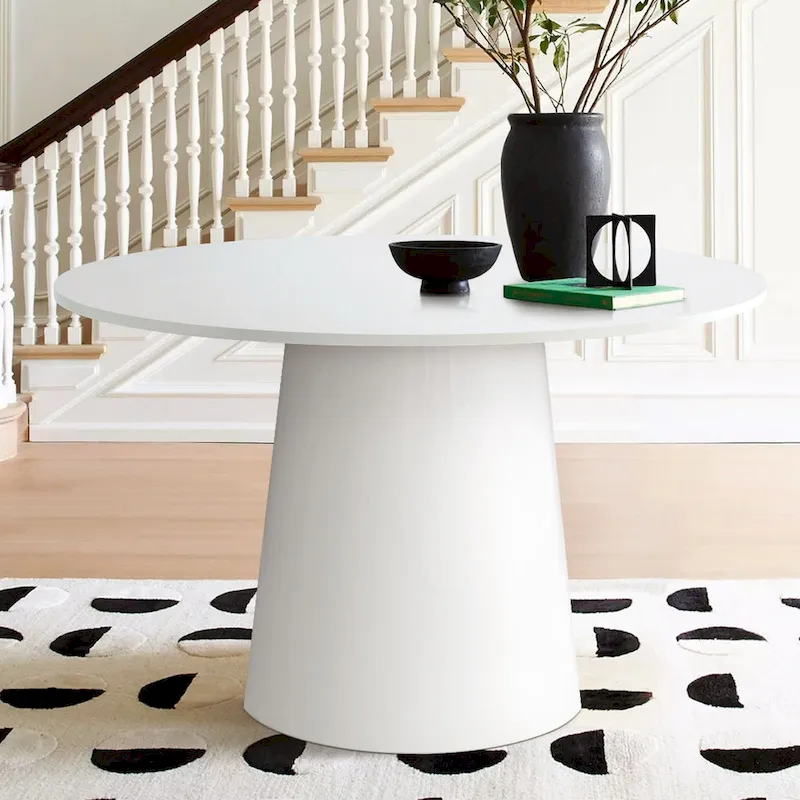 46   White Round Pedestal Dining Table