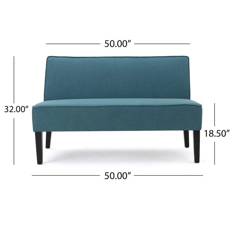 Grey/Royal Blue/Dark Teal Armless Fabric Loveseat, 2-Person