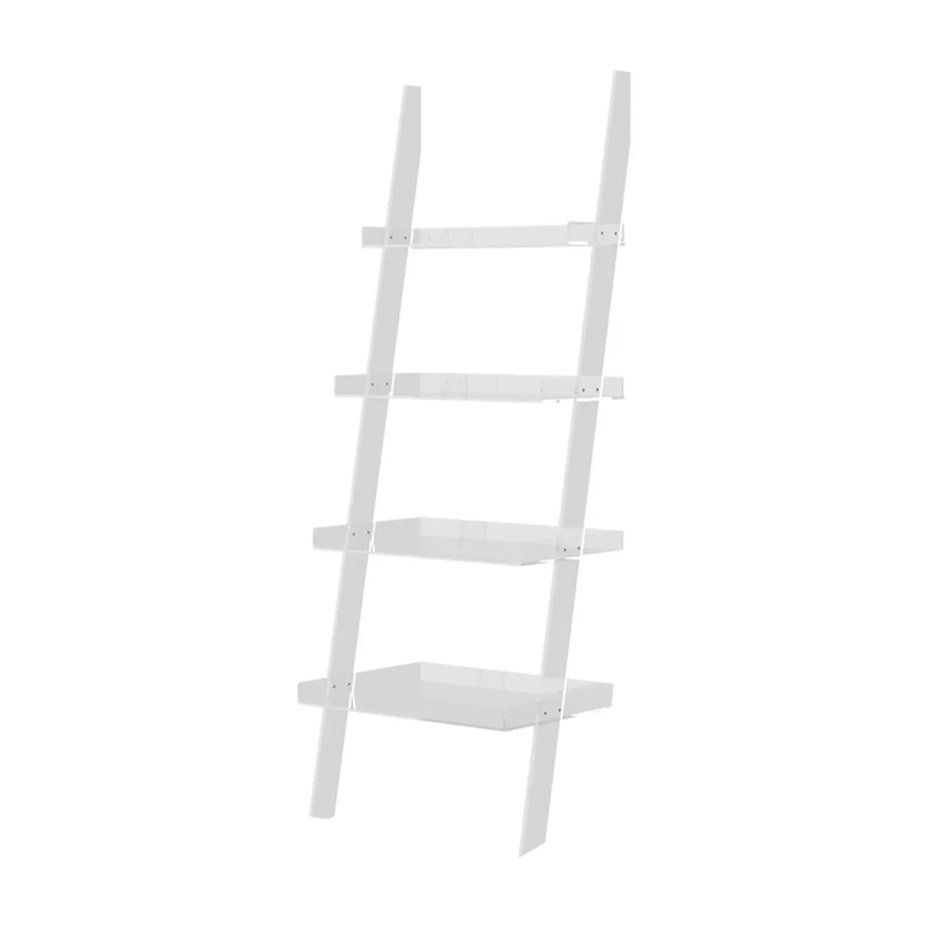 Black Plastic Leaning Ladder Bookcase with 4-Shelves