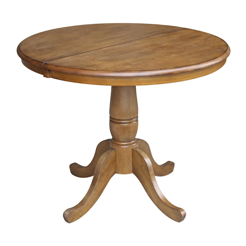 36 Round Pedestal Table with 12 Leaf in Pecan